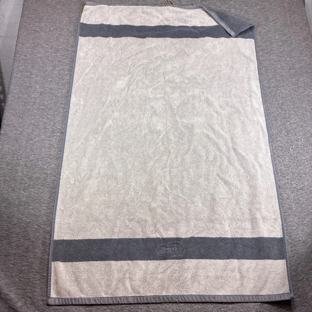 Lacoste Beach Towel Large Gray Vintage Faded Striped Logo Travel Distressed